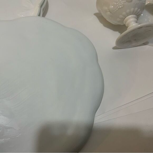 Indiana Glass Colony Harvest Milk 3 footed Glasses Plate Set of 4 plates  (7 Pc) - Picture 8 of 9